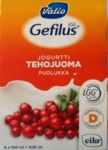 Безглютеновый Безбелковый Кисломолочный Напиток "Gefilus" Брусника "Valio"  0,4% 4х100г